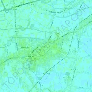 Mappa topografica Mira Porte, altitudine, rilievo