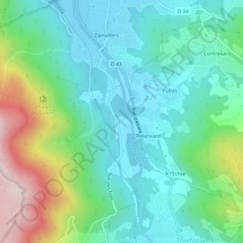 Mappa topografica Le Montre, altitudine, rilievo