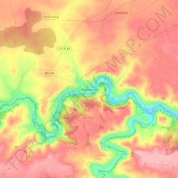 Mappa topografica Alcozarejos, altitudine, rilievo