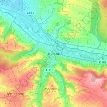 Mappa topografica Hilkerode, altitudine, rilievo