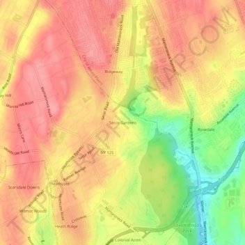 Mappa topografica Secor Gardens, altitudine, rilievo