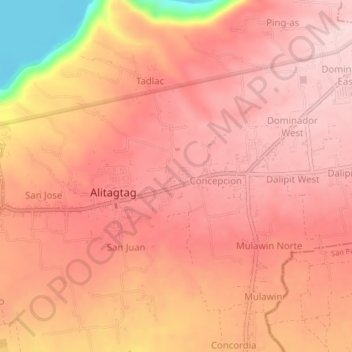 Mappa topografica Balagbag, altitudine, rilievo