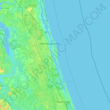 Mappa topografica Anastasia Island, altitudine, rilievo