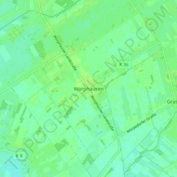 Mappa topografica Worphausen, altitudine, rilievo