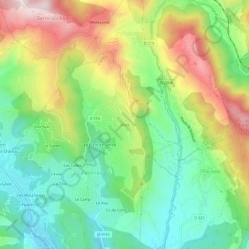 Mappa topografica Sclos, altitudine, rilievo