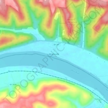 Mappa topografica Wrightsville, altitudine, rilievo
