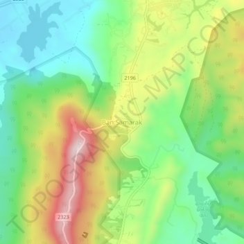 Mappa topografica Ban Samarak, altitudine, rilievo