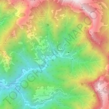 Mappa topografica Cardoso, altitudine, rilievo