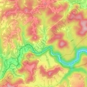 Mappa topografica Prudence, altitudine, rilievo