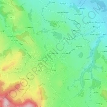 Mappa topografica Emmenried, altitudine, rilievo