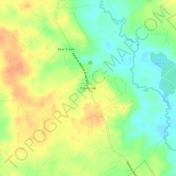 Mappa topografica Oak Grove, altitudine, rilievo