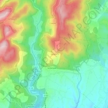 Mappa topografica Merzelet, altitudine, rilievo