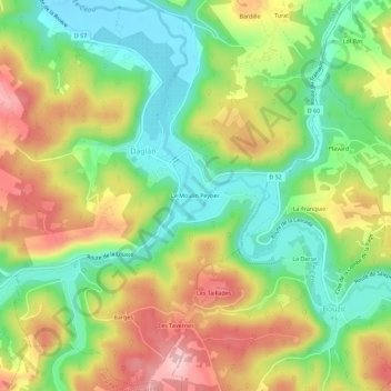Mappa topografica Le Moulin Peyrier, altitudine, rilievo