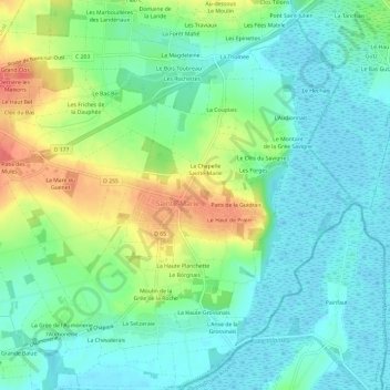 Mappa topografica La Guichardais, altitudine, rilievo