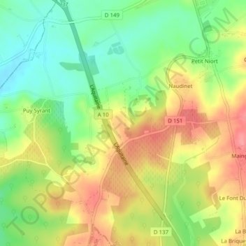 Mappa topografica Les Mazerolles, altitudine, rilievo