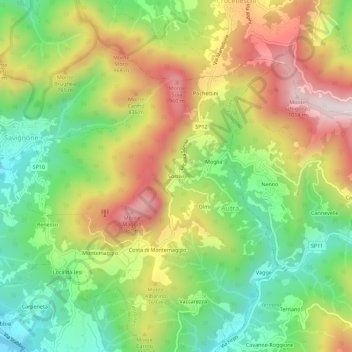 Mappa topografica Sorrivi, altitudine, rilievo