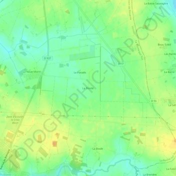 Mappa topografica La Trinité, altitudine, rilievo