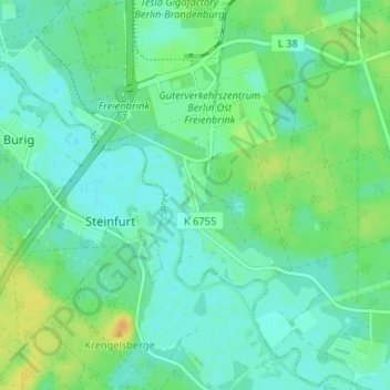 Mappa topografica Freienbrink, altitudine, rilievo