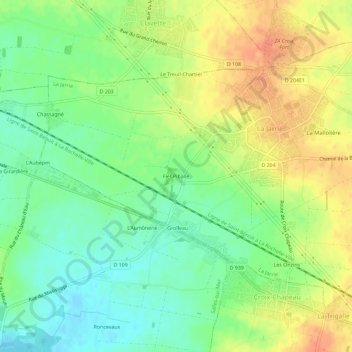 Mappa topografica Fief Piballe, altitudine, rilievo