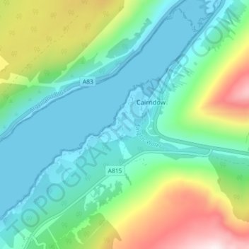 Mappa topografica Ardkinglas, altitudine, rilievo