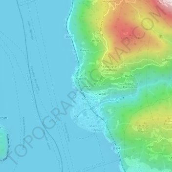 Mappa topografica Pianca, altitudine, rilievo