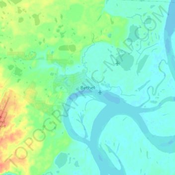 Mappa topografica Bethel, altitudine, rilievo