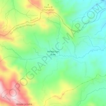 Mappa topografica Vereda San Juan, altitudine, rilievo