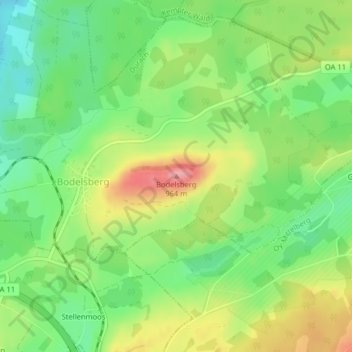 Mappa topografica Bodelsberg, altitudine, rilievo
