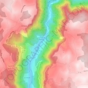 Mappa topografica Le Ménial, altitudine, rilievo