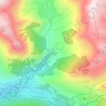 Mappa topografica Bagerque, altitudine, rilievo