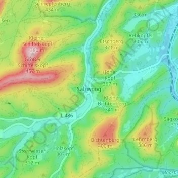Mappa topografica Salzwoog, altitudine, rilievo