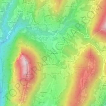 Mappa topografica Le Charpen, altitudine, rilievo