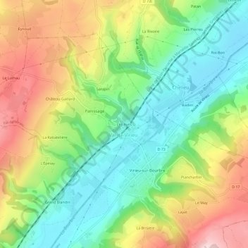 Mappa topografica Les Ayes, altitudine, rilievo