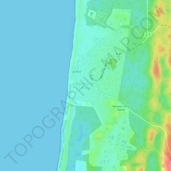 Mappa topografica Biscarrosse-Plage, altitudine, rilievo