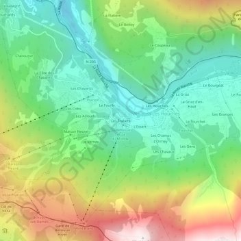 Mappa topografica Les Trabets, altitudine, rilievo