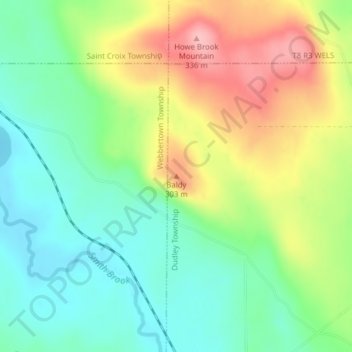 Mappa topografica Baldy, altitudine, rilievo