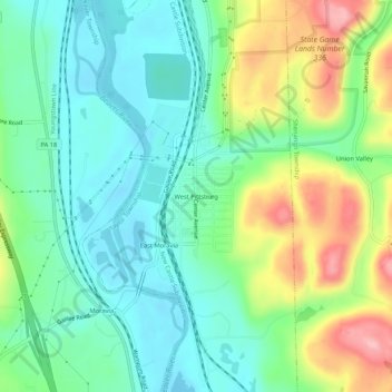 Mappa topografica West Pittsburg, altitudine, rilievo