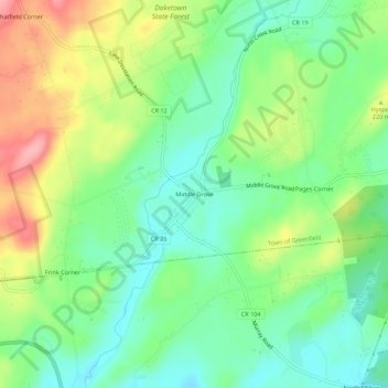 Mappa topografica Middle Grove, altitudine, rilievo