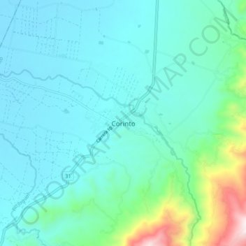 Mappa topografica Corinto, altitudine, rilievo