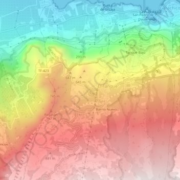 Mappa topografica Cruz Grande, altitudine, rilievo