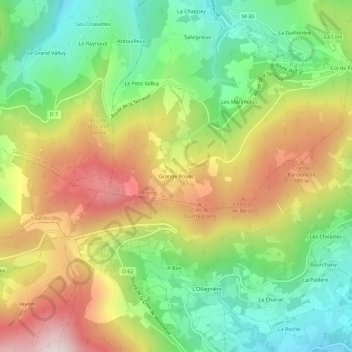 Mappa topografica Grange Rouet, altitudine, rilievo