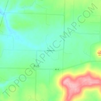Mappa topografica Whitener, altitudine, rilievo