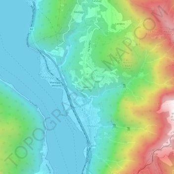 Mappa topografica Ronco, altitudine, rilievo