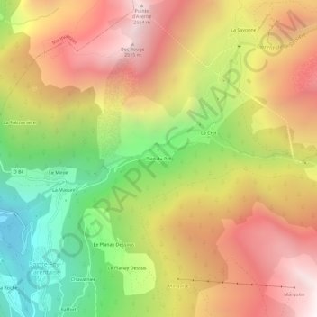 Mappa topografica Plan du Pré, altitudine, rilievo