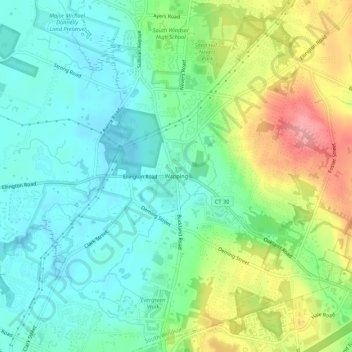 Mappa topografica Wapping, altitudine, rilievo