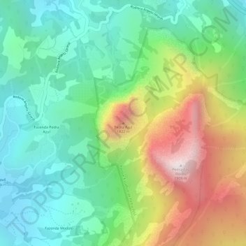 Mappa topografica Pedra Azul, altitudine, rilievo