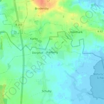 Mappa topografica Karlberg, altitudine, rilievo