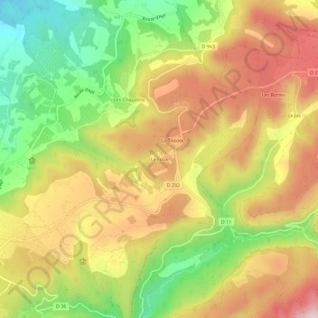 Mappa topografica La Foux, altitudine, rilievo