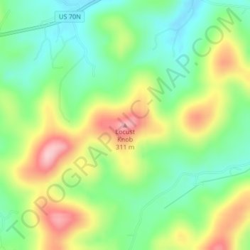 Mappa topografica Locust Knob, altitudine, rilievo