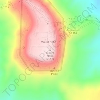 Mappa topografica Mount Nebo, altitudine, rilievo